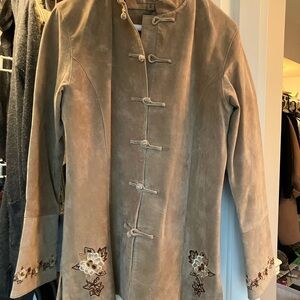 Embroidered Beige Suede Jacket